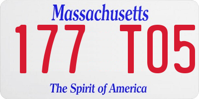 MA license plate 177TO5