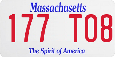 MA license plate 177TO8