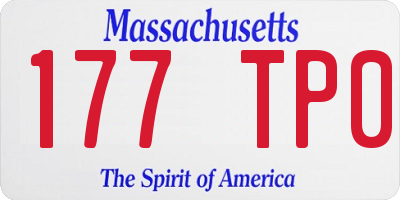 MA license plate 177TP0