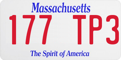 MA license plate 177TP3