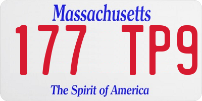 MA license plate 177TP9