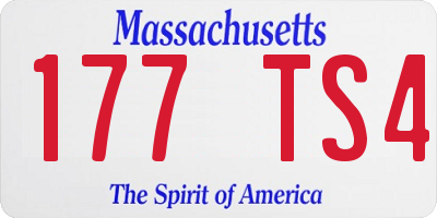 MA license plate 177TS4