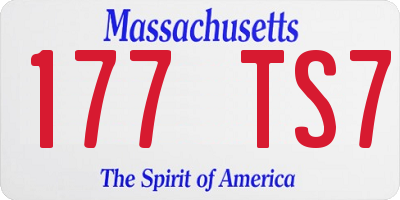 MA license plate 177TS7