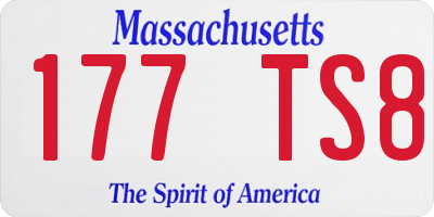 MA license plate 177TS8