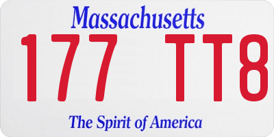 MA license plate 177TT8