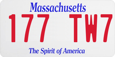 MA license plate 177TW7