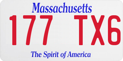 MA license plate 177TX6