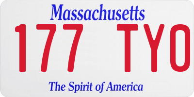 MA license plate 177TY0