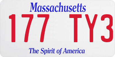 MA license plate 177TY3
