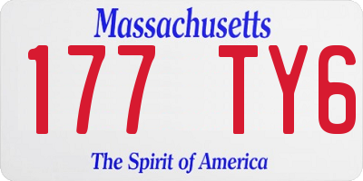MA license plate 177TY6