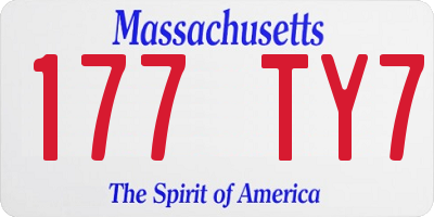 MA license plate 177TY7