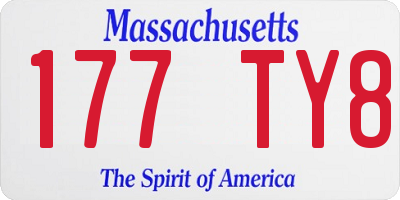 MA license plate 177TY8
