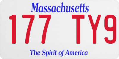 MA license plate 177TY9