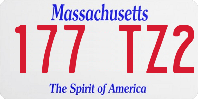 MA license plate 177TZ2