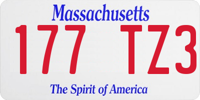 MA license plate 177TZ3