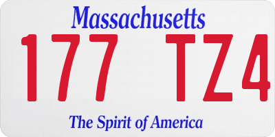 MA license plate 177TZ4