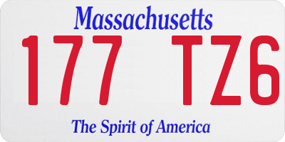 MA license plate 177TZ6