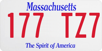 MA license plate 177TZ7
