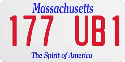 MA license plate 177UB1