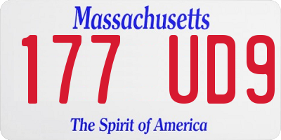 MA license plate 177UD9