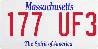 MA license plate 177UF3