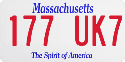 MA license plate 177UK7