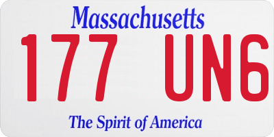 MA license plate 177UN6