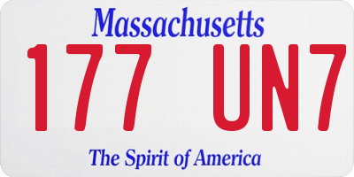 MA license plate 177UN7