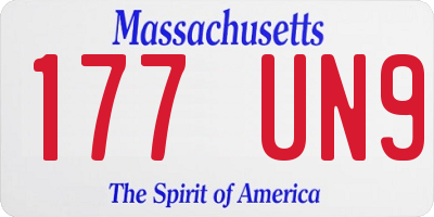 MA license plate 177UN9