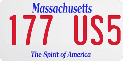 MA license plate 177US5