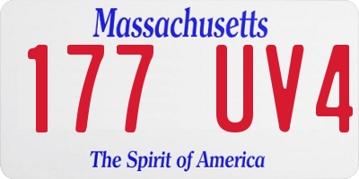 MA license plate 177UV4