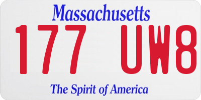 MA license plate 177UW8
