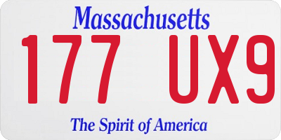 MA license plate 177UX9