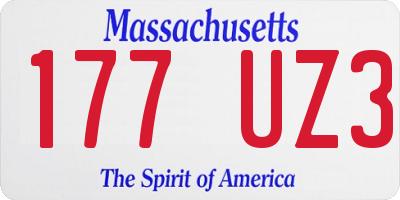 MA license plate 177UZ3