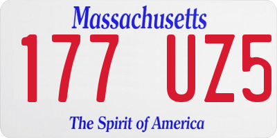 MA license plate 177UZ5