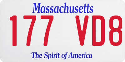 MA license plate 177VD8