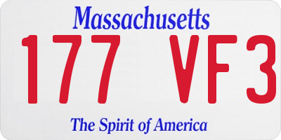 MA license plate 177VF3