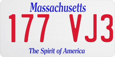 MA license plate 177VJ3