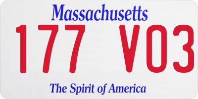 MA license plate 177VO3