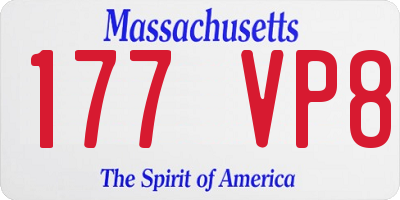 MA license plate 177VP8