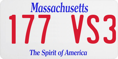 MA license plate 177VS3