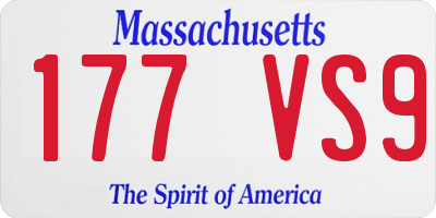 MA license plate 177VS9