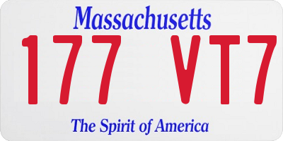 MA license plate 177VT7