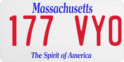 MA license plate 177VY0