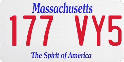 MA license plate 177VY5