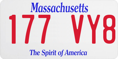 MA license plate 177VY8