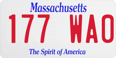 MA license plate 177WA0