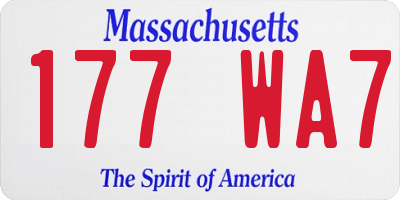 MA license plate 177WA7