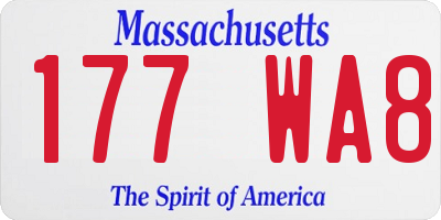 MA license plate 177WA8