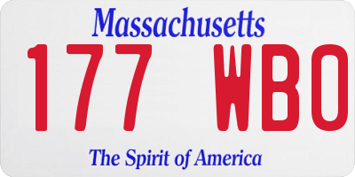 MA license plate 177WB0